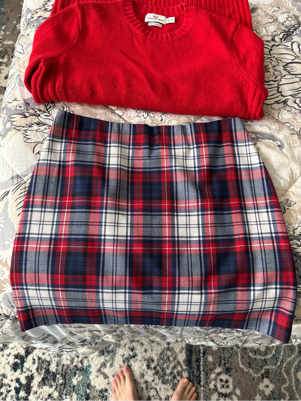 Vineyard Vines Plaid Red and Navy Mini Skirt